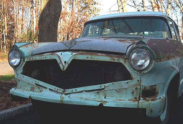 1956 Hudson Hornet Special Eight — front view, weathered turquoise