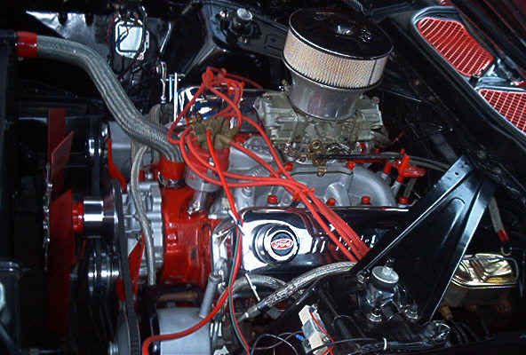 Engine close-up — red valve covers